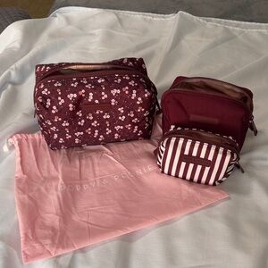 Poppy & Peonies 3PC cosmetic trio in berry